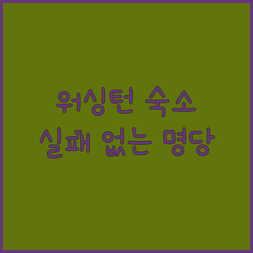 워싱턴 여행 필수 코스 숙소 위치 선정 가이드와 호텔 객실 내부 사진